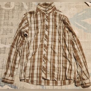 Arc'teryx Long Sleeve Plaid Button Up. Tan/Cream. Size L.